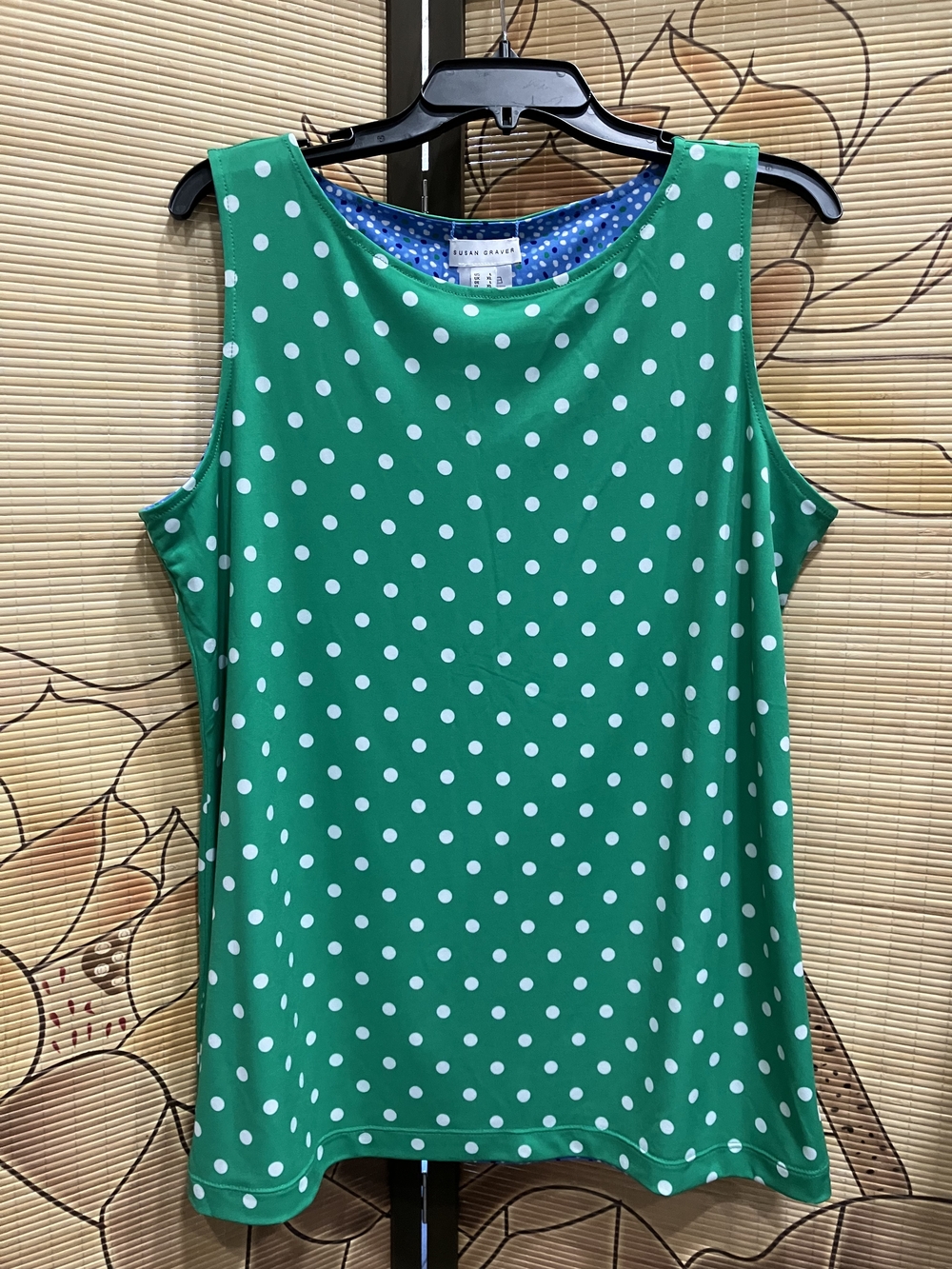 Reversible Polka Dot Tank L Double‑Sided Green💚 Blue💙 Sleeveless Top